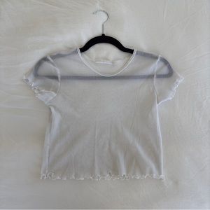 Mesh ruffle short sleeve